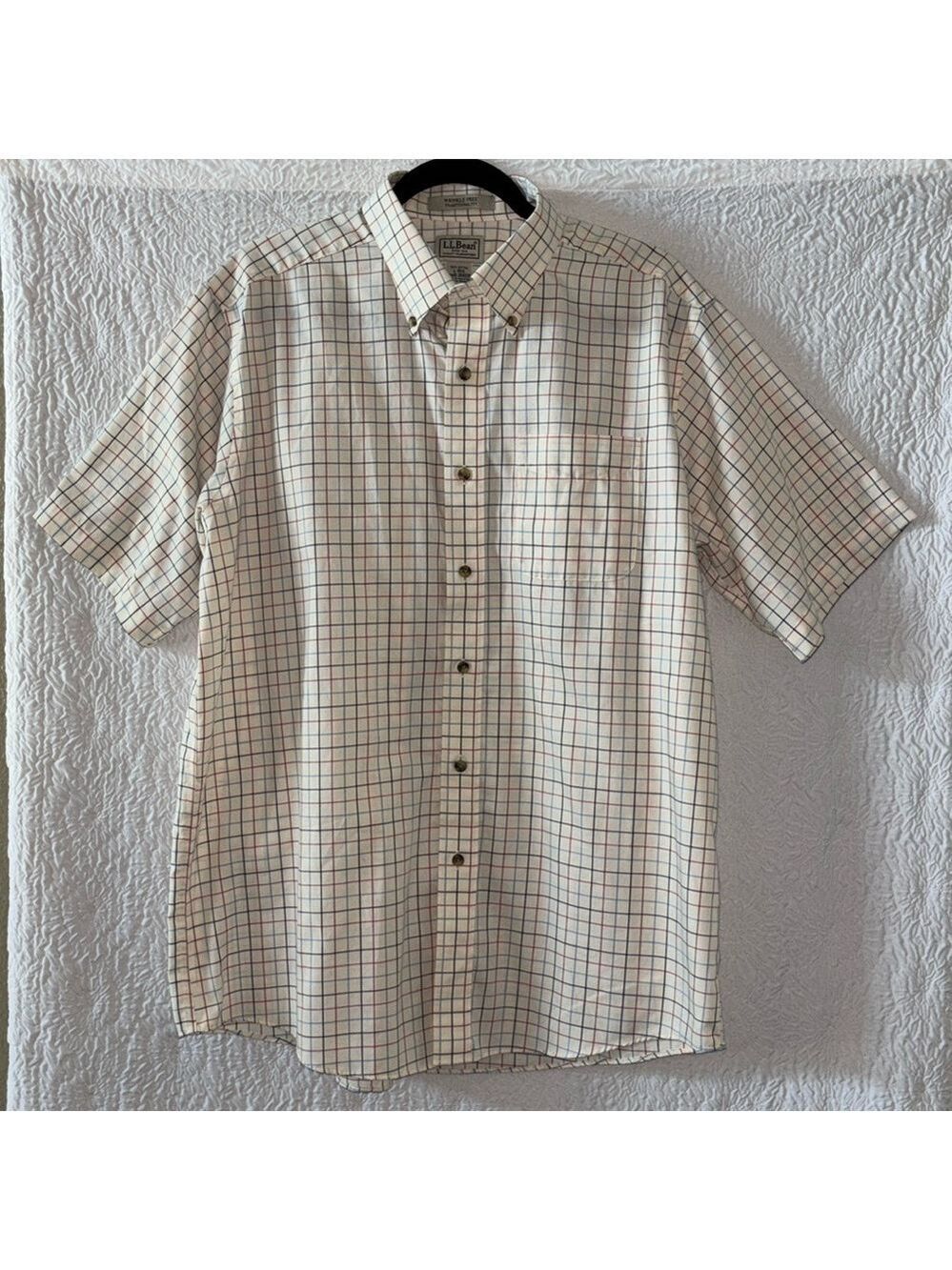 L.L. Bean Wrinkle-Free Traditional Fit Short-Sleeve Check Button Down Shirt